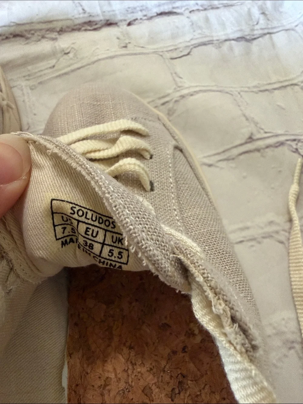 Soludos Women's Ibiza Linen Casual Sneakers - Light Gray Size 7.5 New